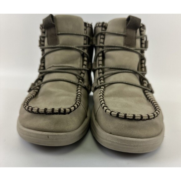 Hey Dude Eloise Ankle Boot Pull On Lace Up Recycled Leather Oak Moc Toe Womens 9 - Picture 3 of 12